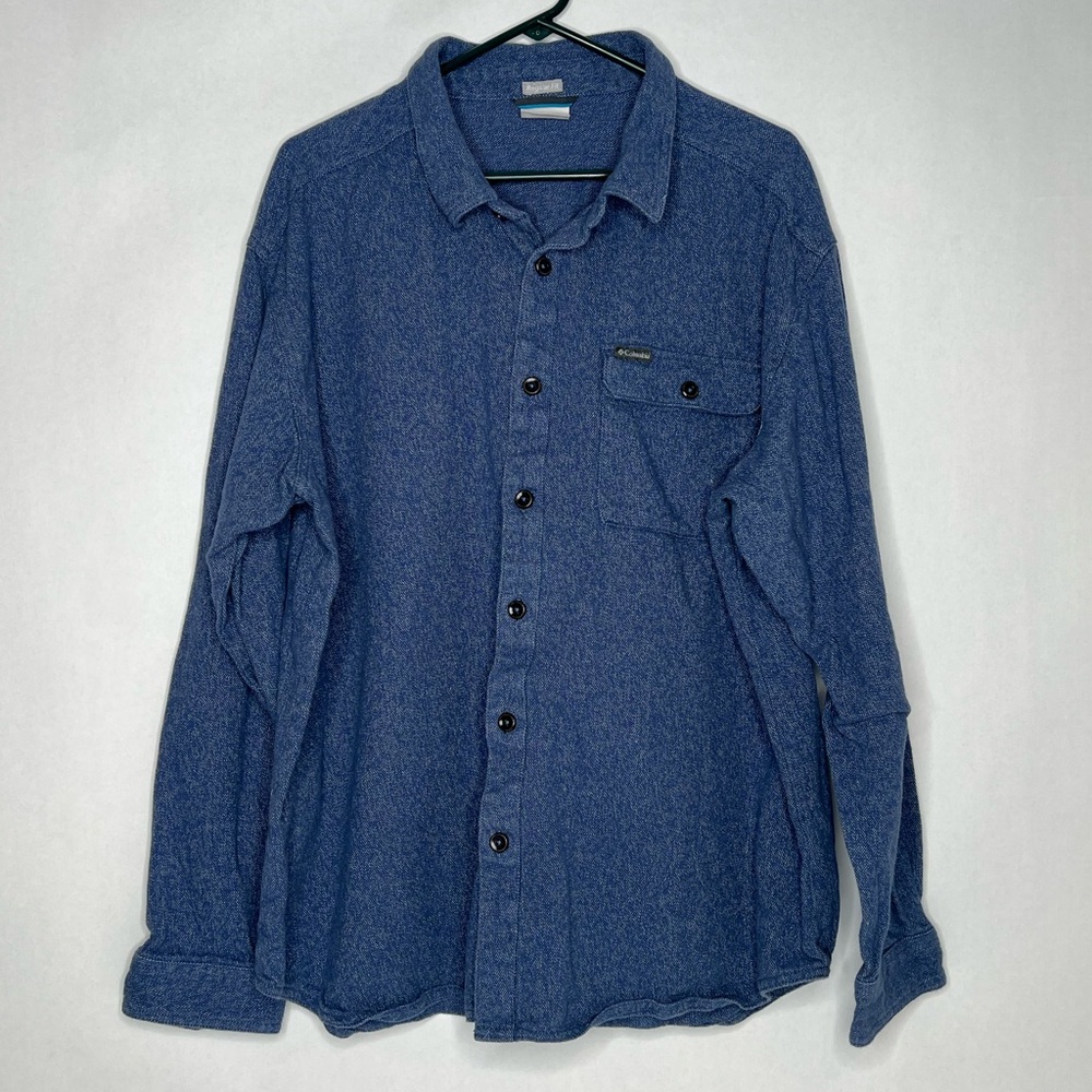 Columbia‎ Button Up Shirt Menns XXL 2XL Regular Fit Blue Long Sleeve Heavyweight